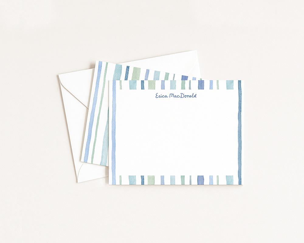 Bold Multicolored Stripes Watercolor Personalized Stationery Set - Image 3