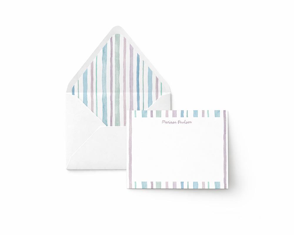 Bold Multicolored Stripes Watercolor Personalized Stationery Set - Image 4