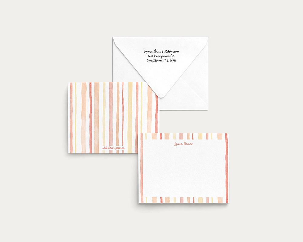 Bold Multicolored Stripes Watercolor Personalized Stationery Set - Image 5