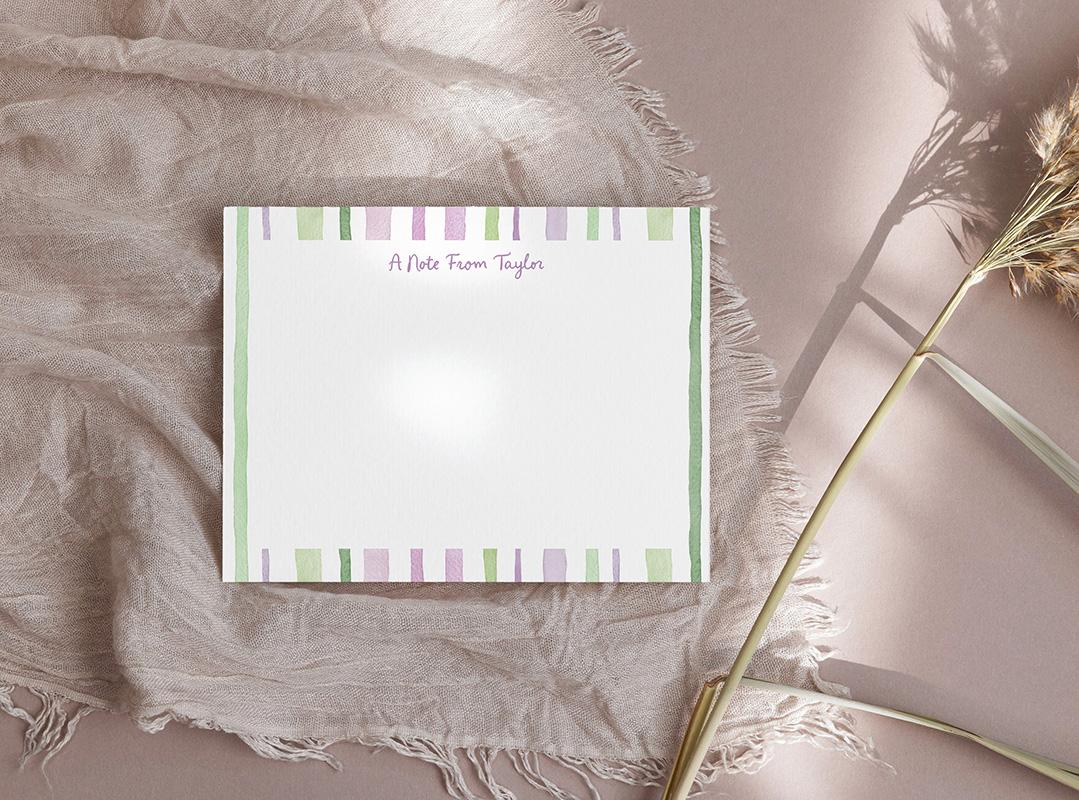 Bold Multicolored Stripes Watercolor Personalized Stationery Set - Image 7