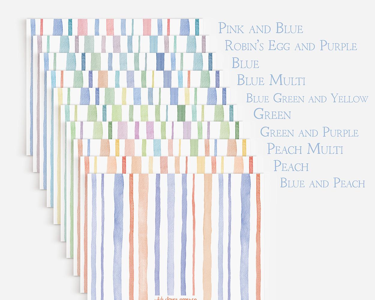 Bold Multicolored Stripes Watercolor Personalized Stationery Set - Image 9