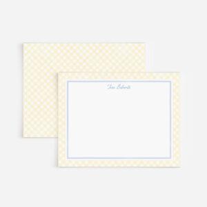 Butter Yellow Gingham Personalized Stationery Set