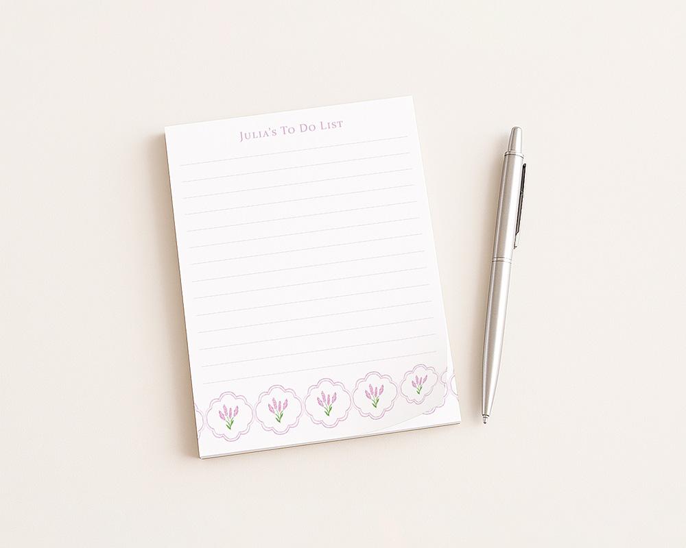 Purple Flowers And Scallops Personalized Notepad - Image 2