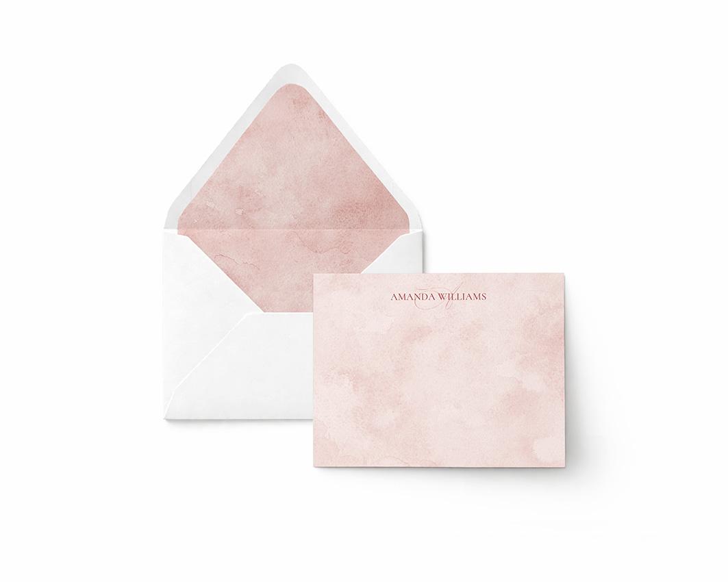 Monogrammed Stationery Set With Watercolor Background - Image 3