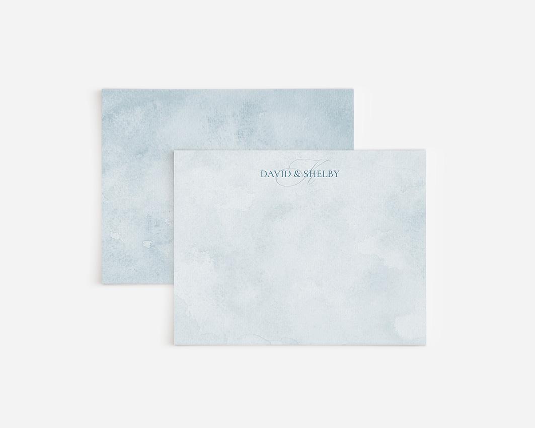 Monogrammed Stationery Set With Watercolor Background