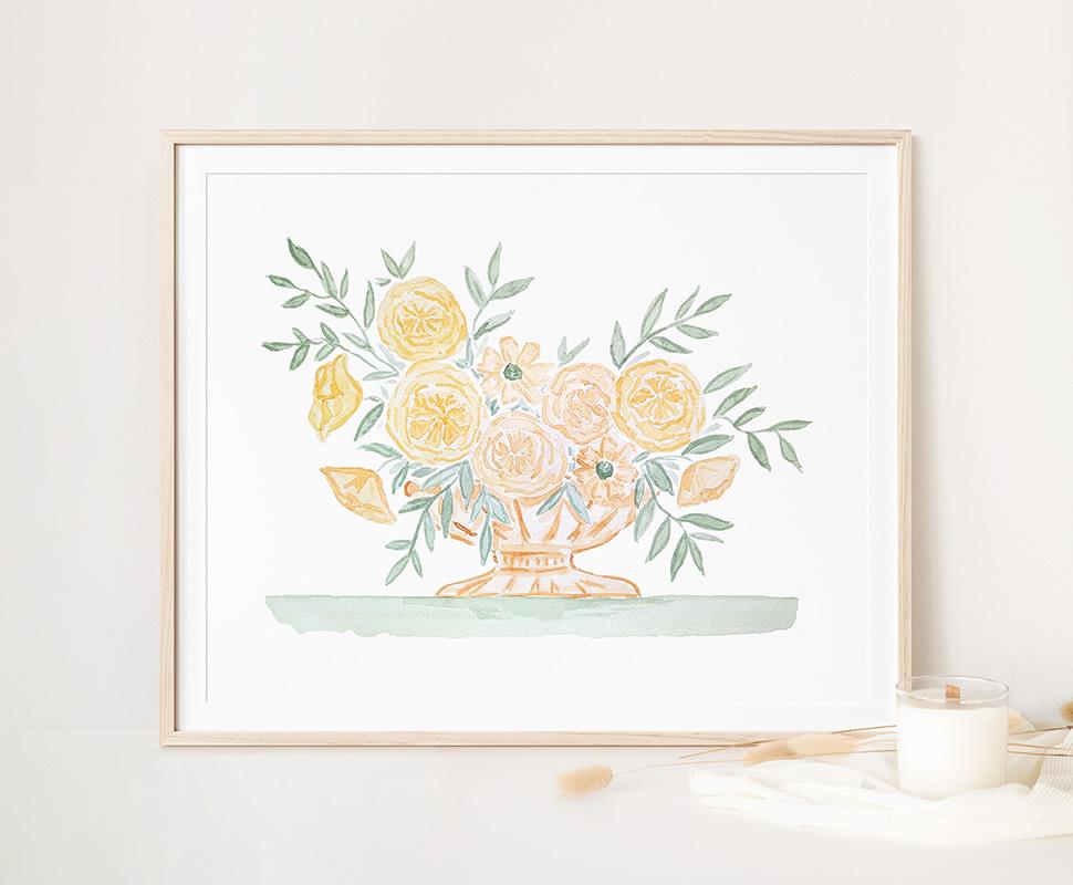 Yellow Flower Arrangement Watercolor Art Print - Image 2