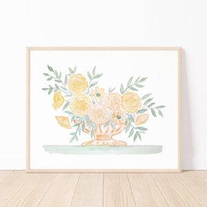 Yellow Flower Arrangement Watercolor Art Print