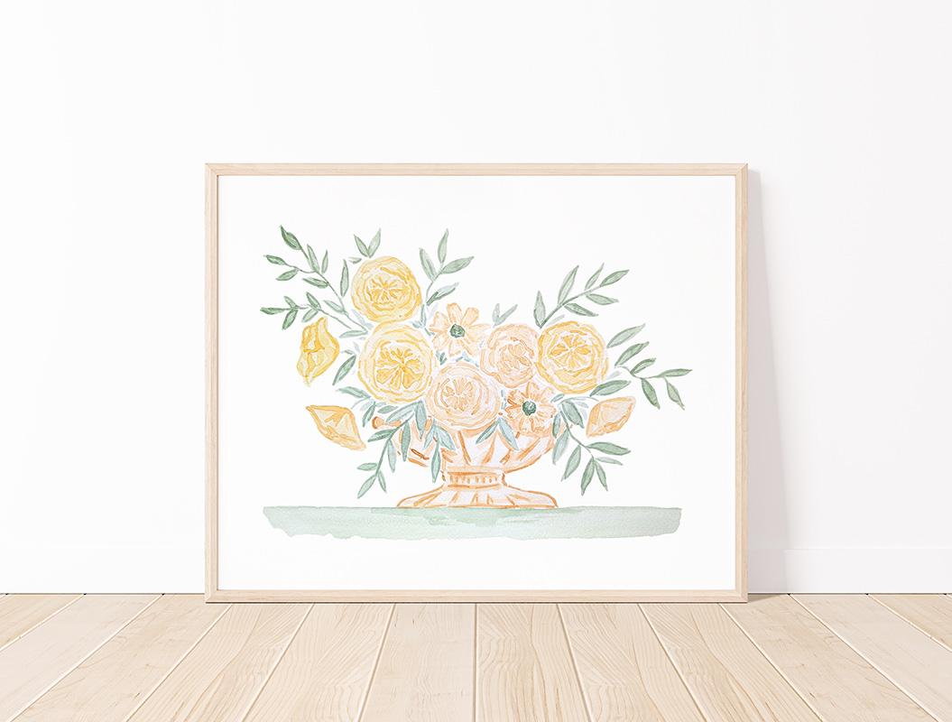 Yellow Flower Arrangement Watercolor Art Print