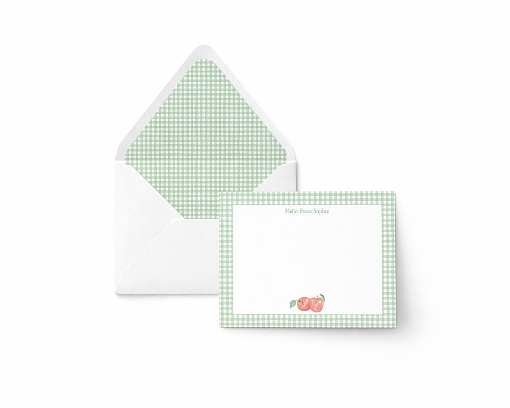 Apples And Gingham Personalized Stationery Set - Image 3