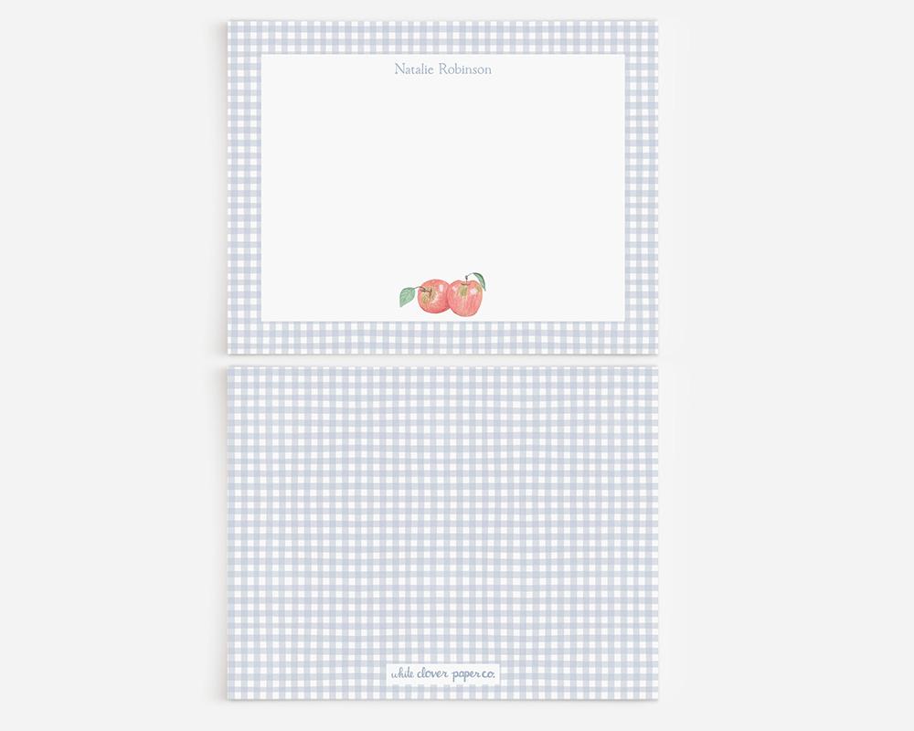 Apples And Gingham Personalized Stationery Set - Image 2