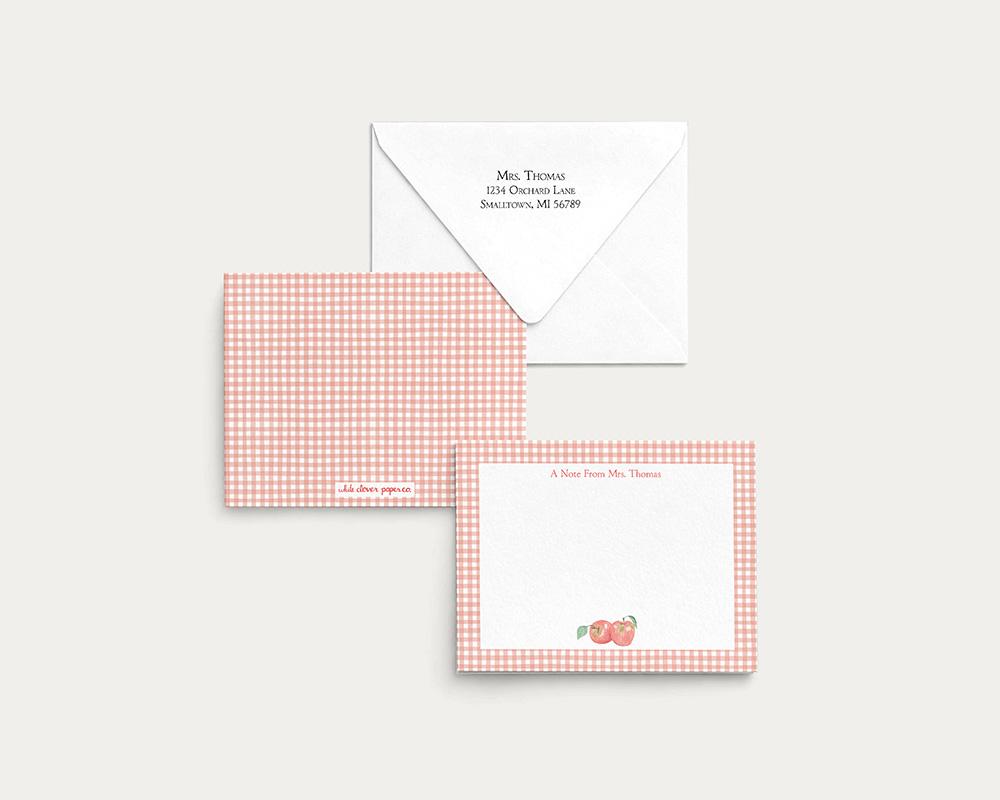 Apples And Gingham Personalized Stationery Set - Image 4