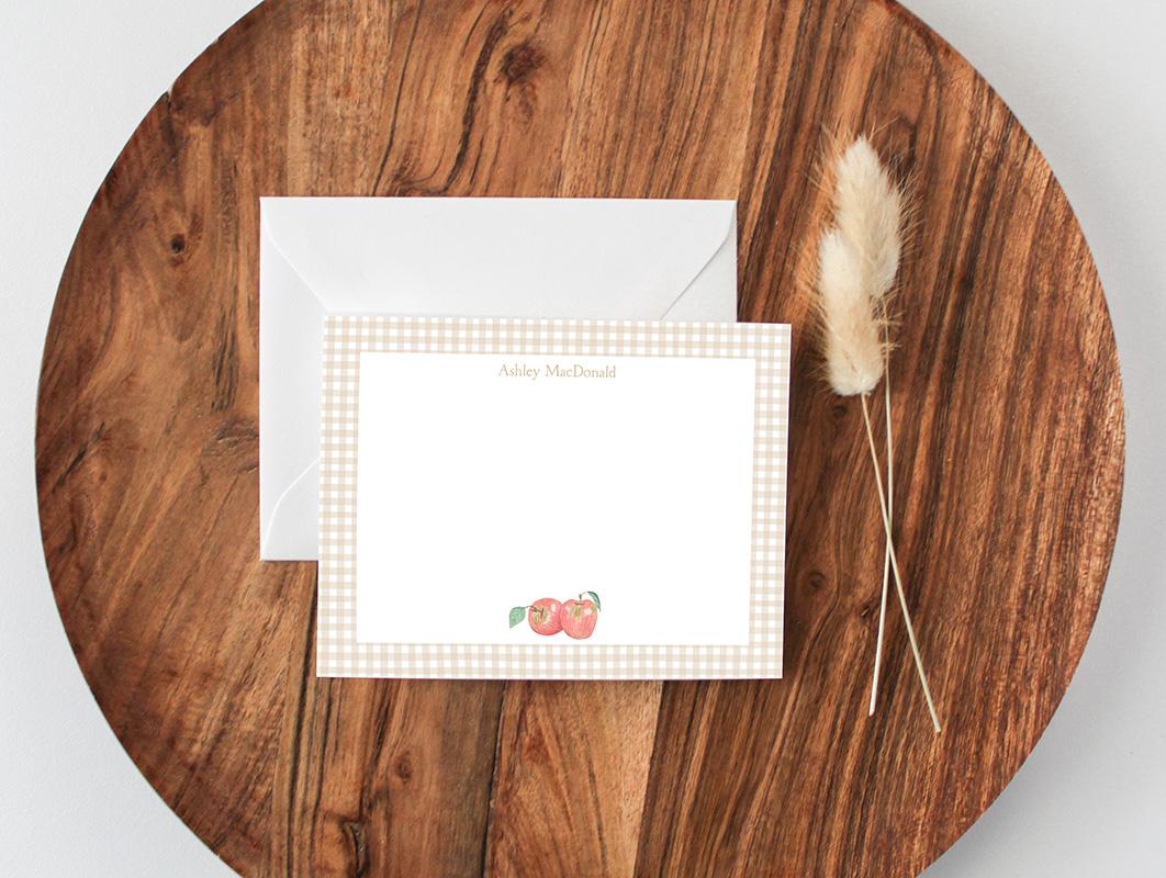 Apples And Gingham Personalized Stationery Set - Image 5