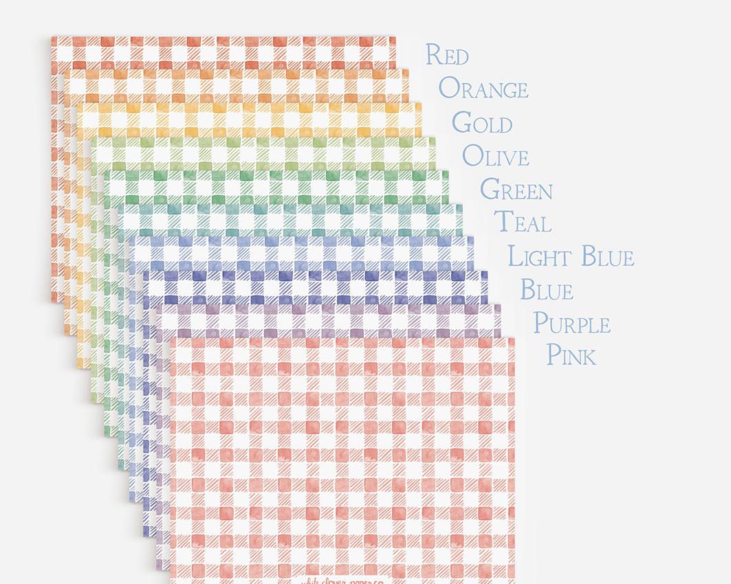 Watercolor Gingham Pattern Personalized Stationery Set - Image 5