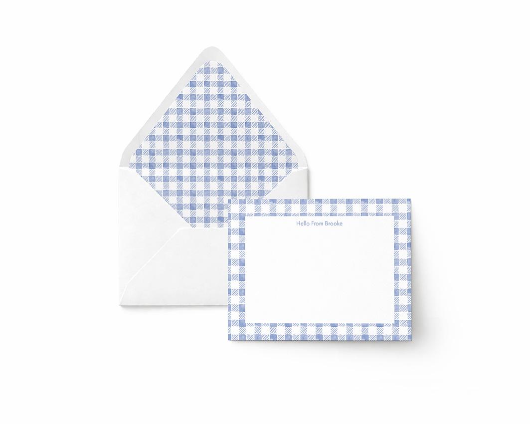 Watercolor Gingham Pattern Personalized Stationery Set - Image 3
