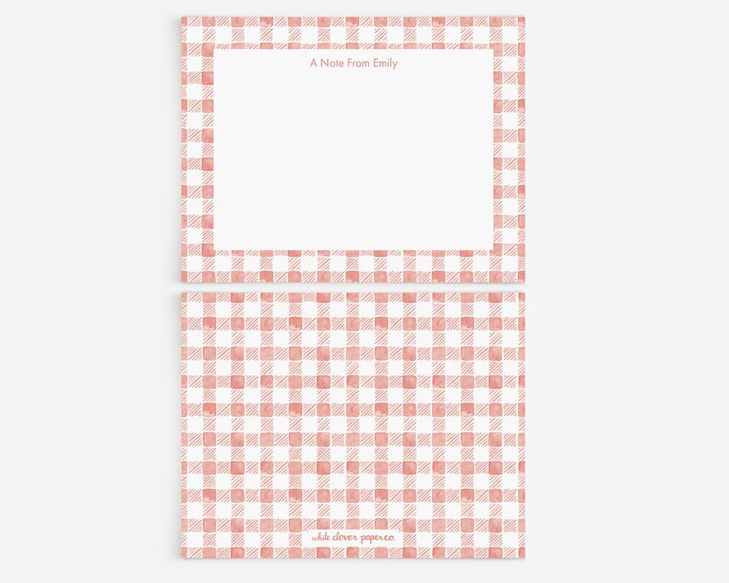Watercolor Gingham Pattern Personalized Stationery Set - Image 2